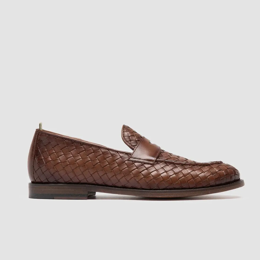 Burnished Brown Opera Intreccio Woven Penny Loafers