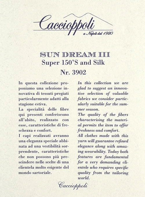 Caccioppoli Sun Dream Serari Blue Wool Silk Suit