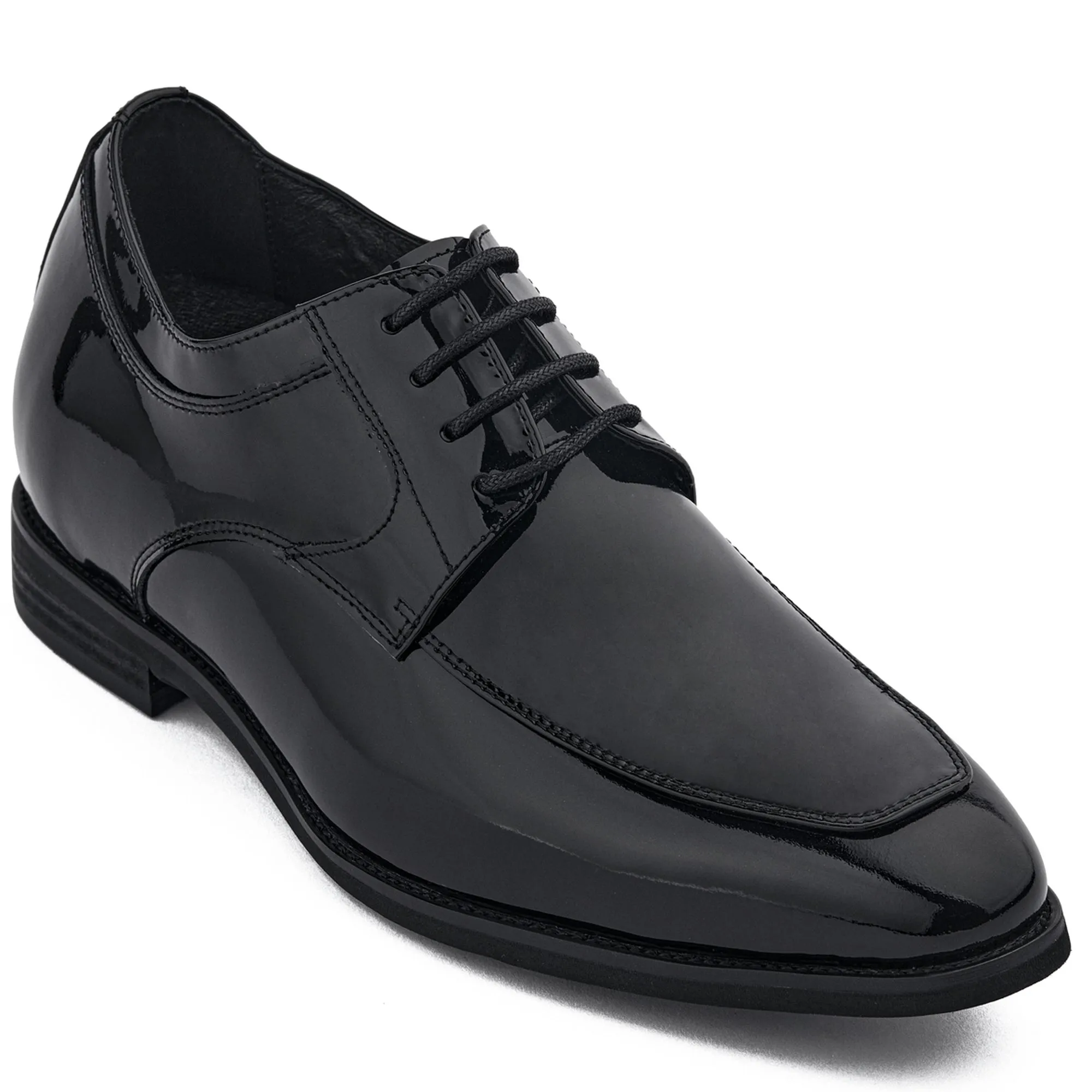 CALTO - K2710 - 2.8 Inches Taller (Jet Black) - Patent Leather Dress Derbies