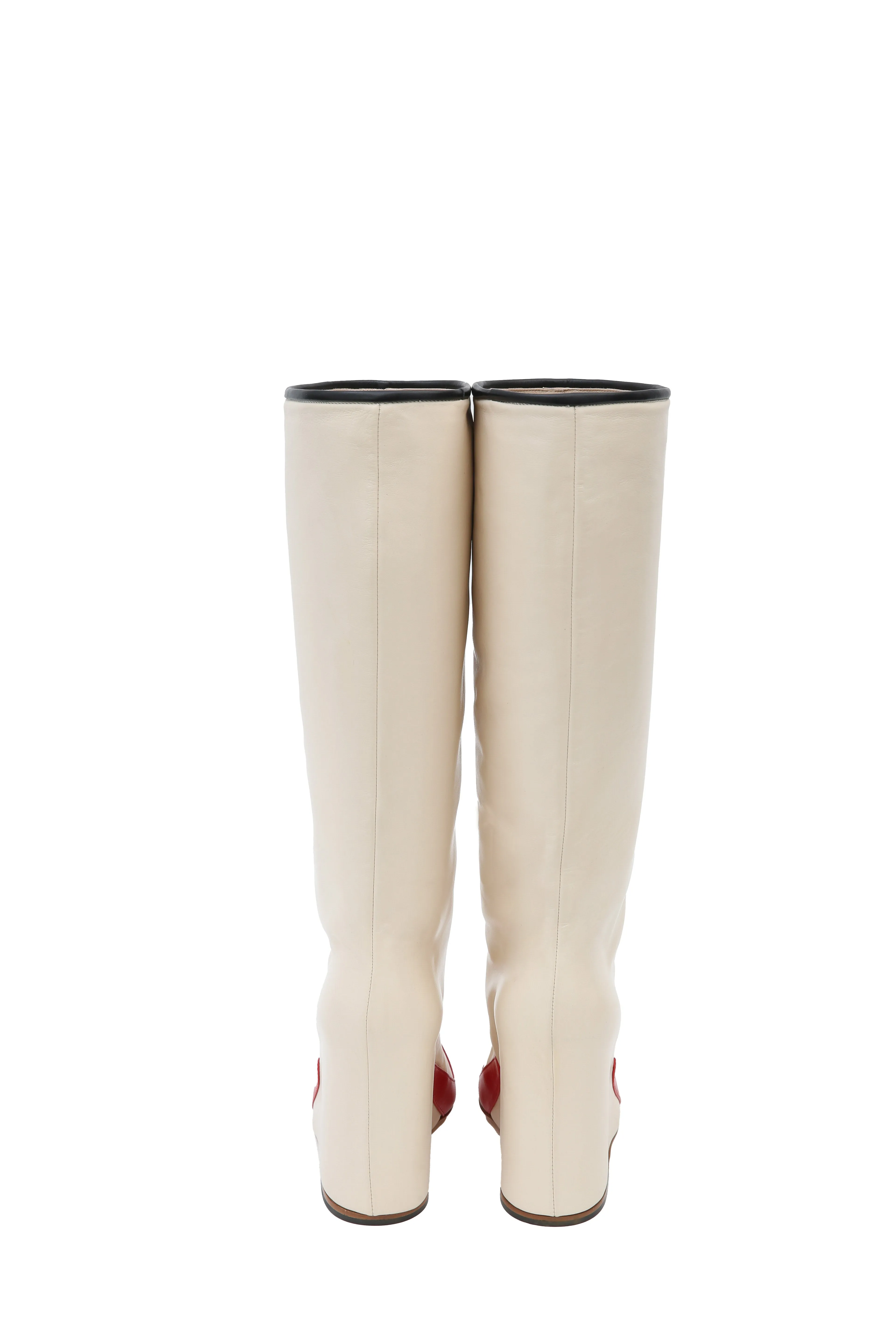 Candy Buttercup Cream and Ruby Red Calfskin Pull-on Boots