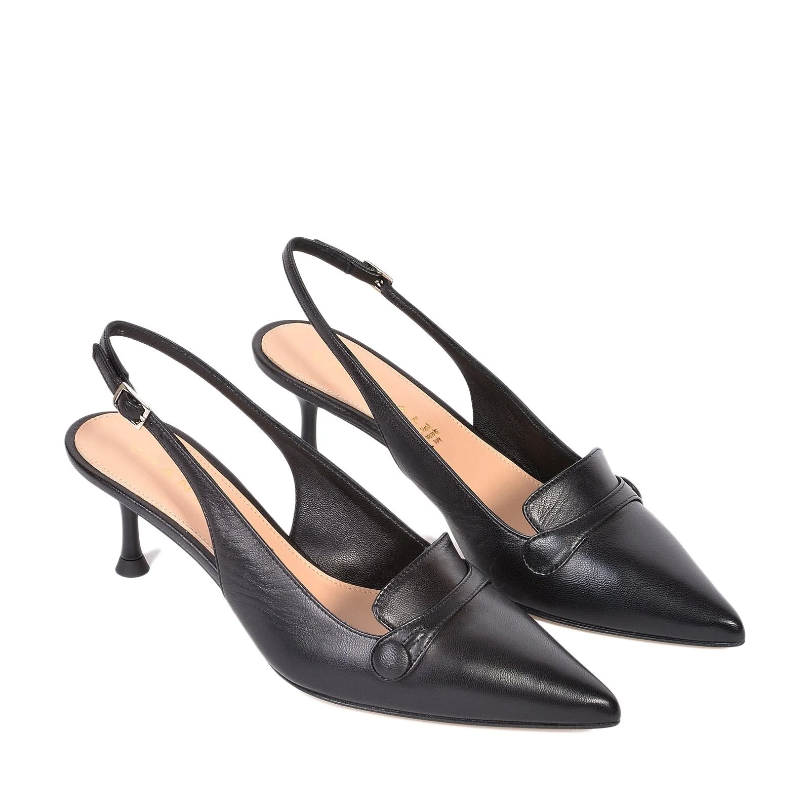 Capretto Sling Back Shoes In Black