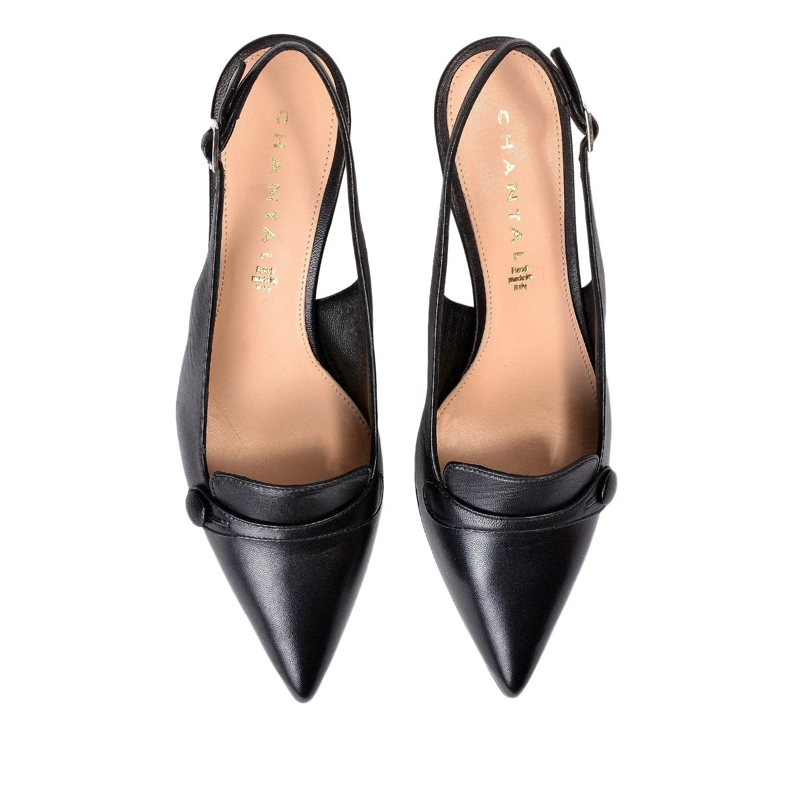 Capretto Sling Back Shoes In Black