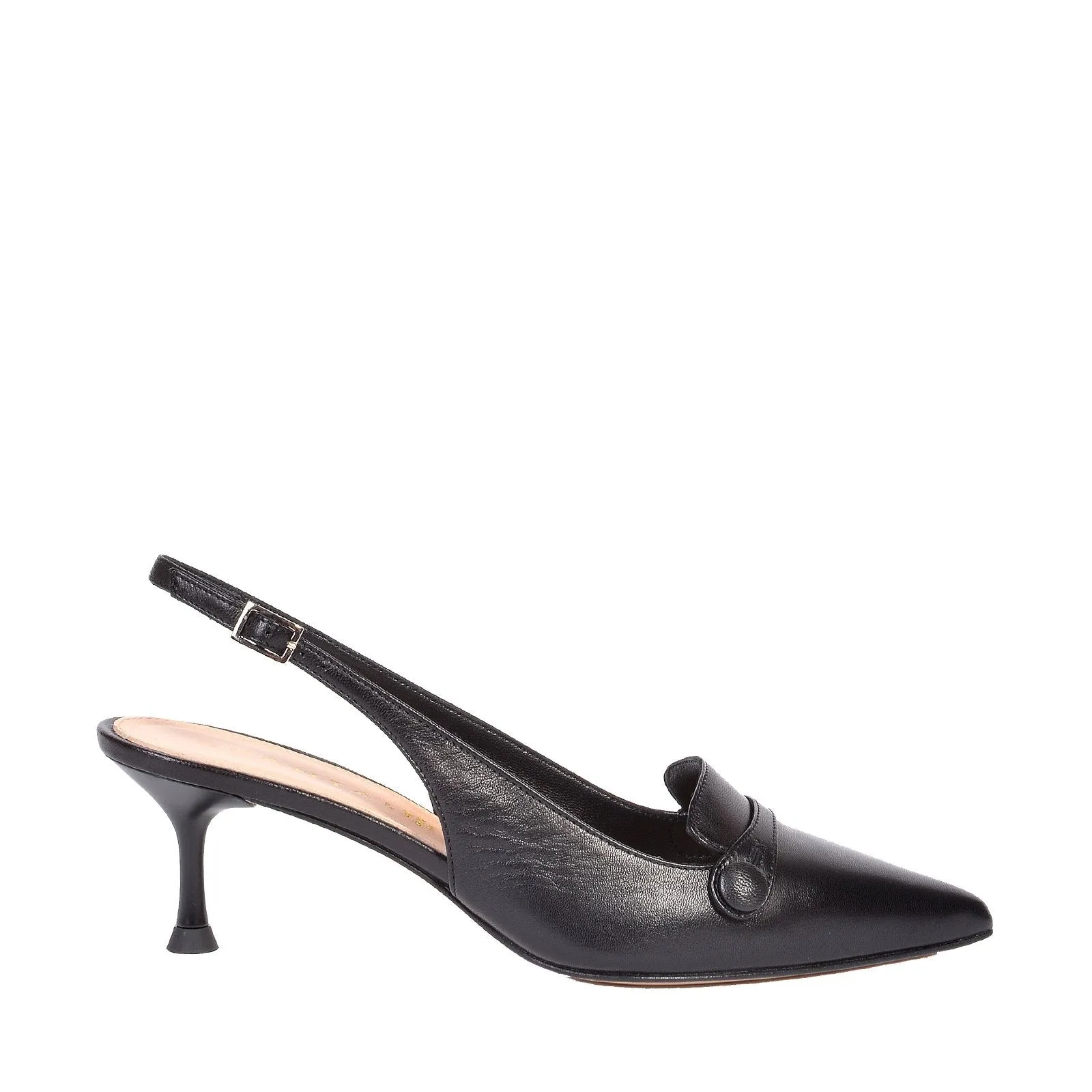 Capretto Sling Back Shoes In Black