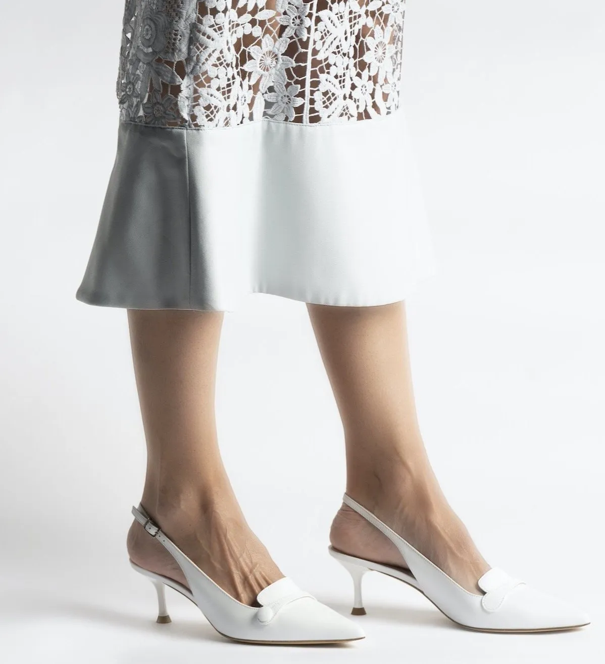 Capretto Sling Back Shoes In White