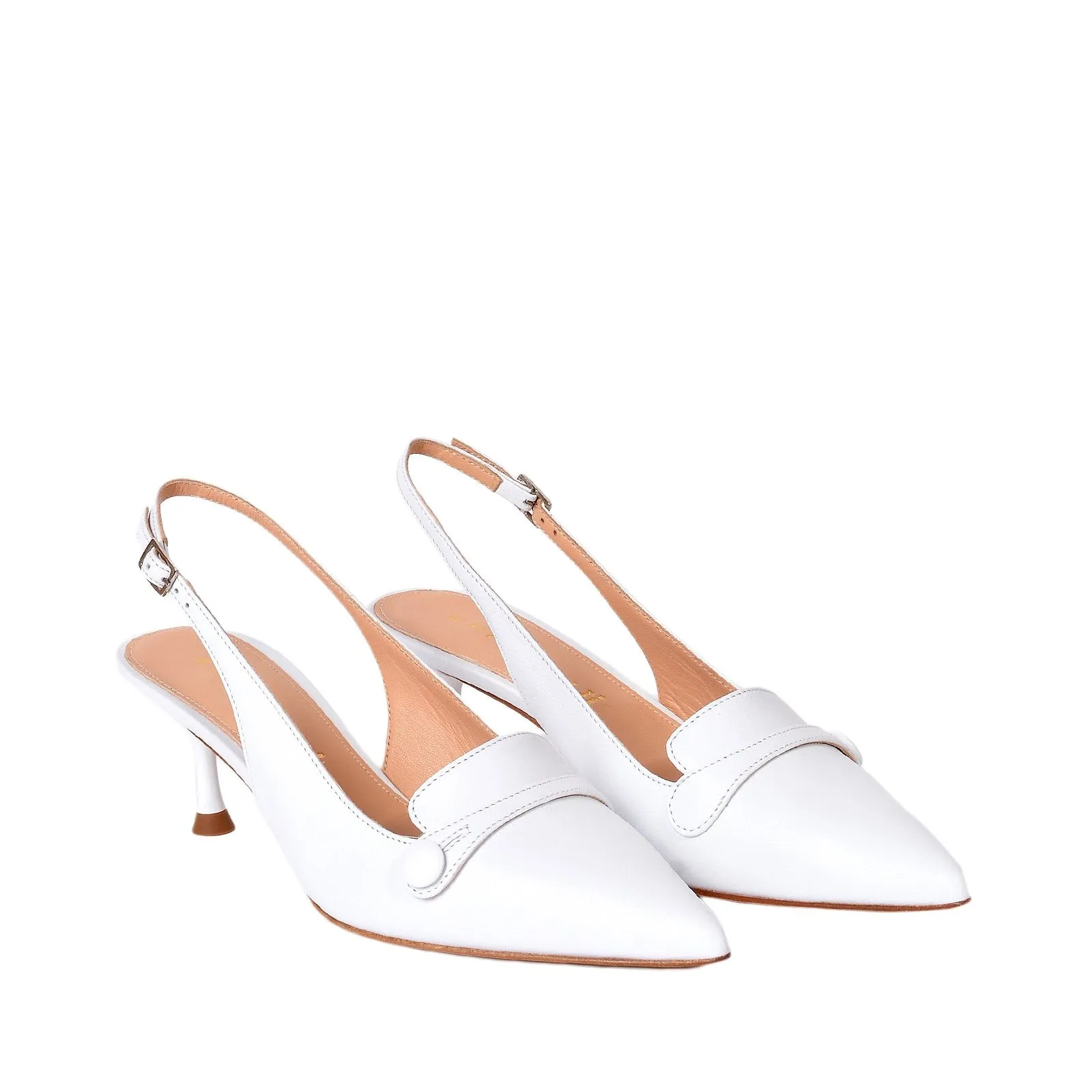 Capretto Sling Back Shoes In White