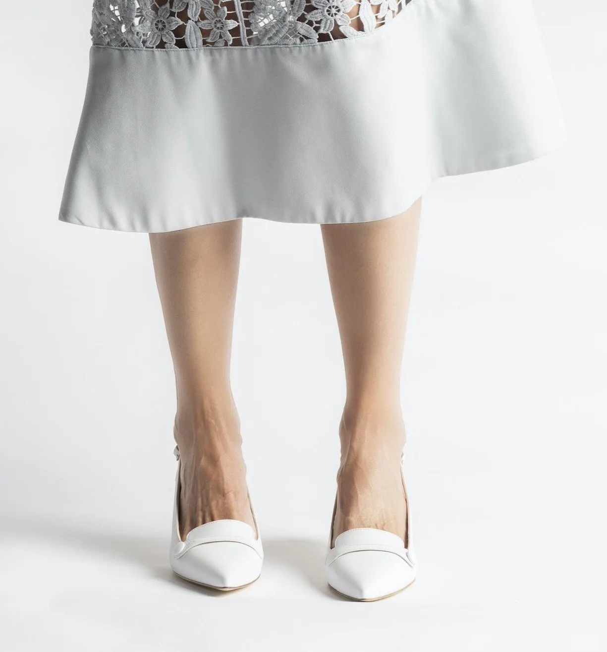 Capretto Sling Back Shoes In White