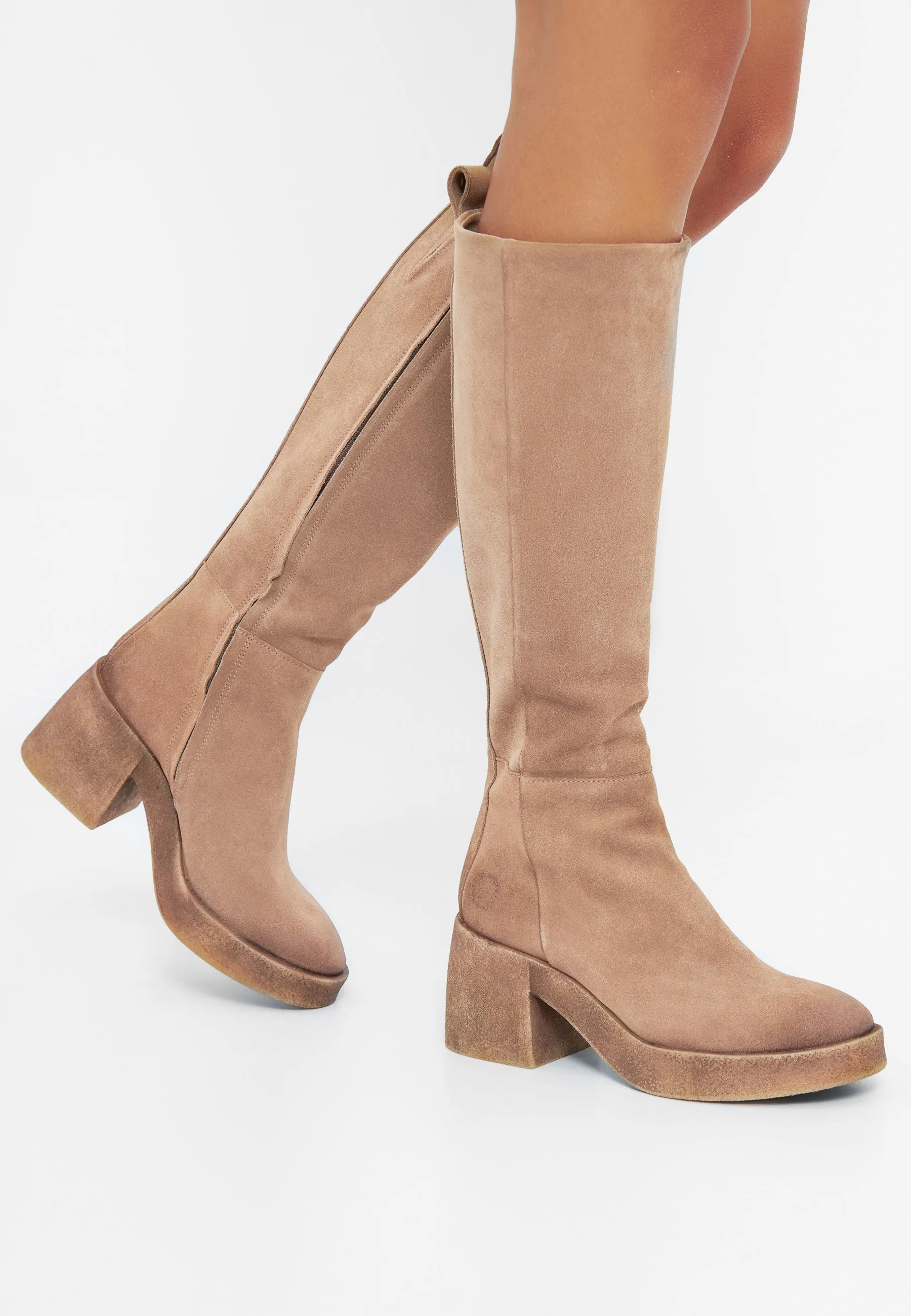 Casemily Beige Tall Suede Boots