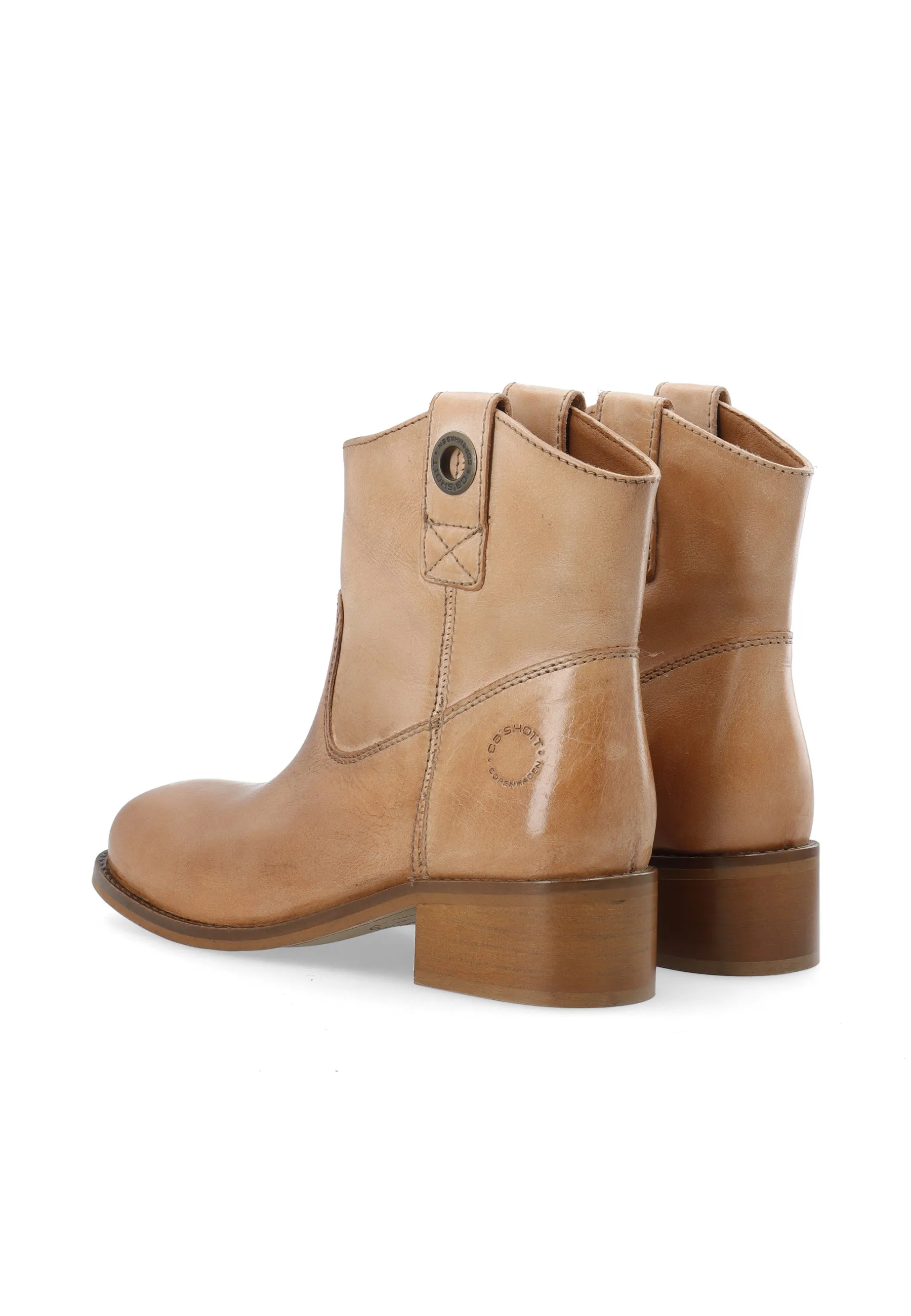 Casvilma Pull On Leather Boots Cognac