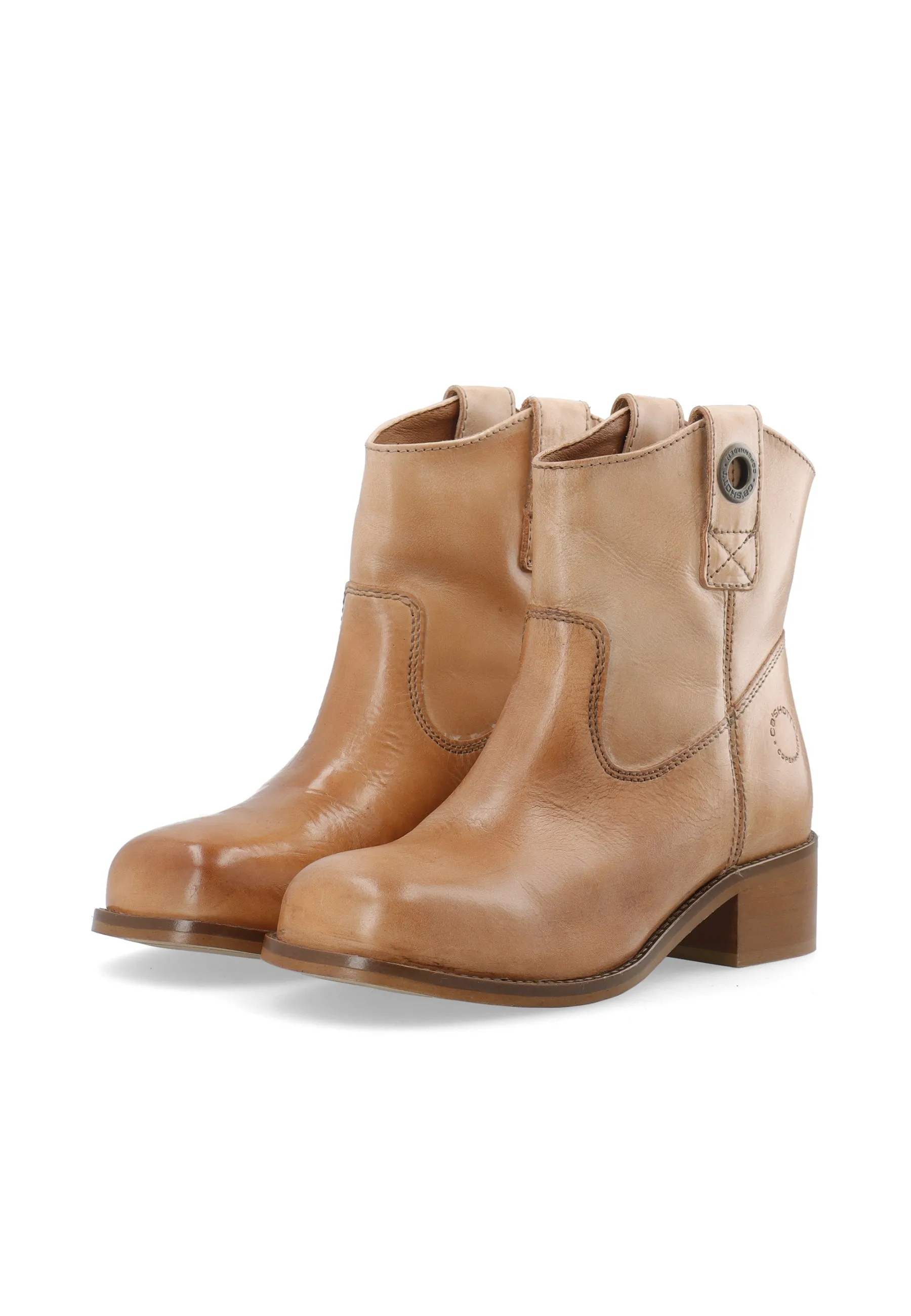 Casvilma Pull On Leather Boots Cognac