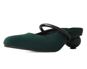 Cedar Green Faux Suede Ball Heel