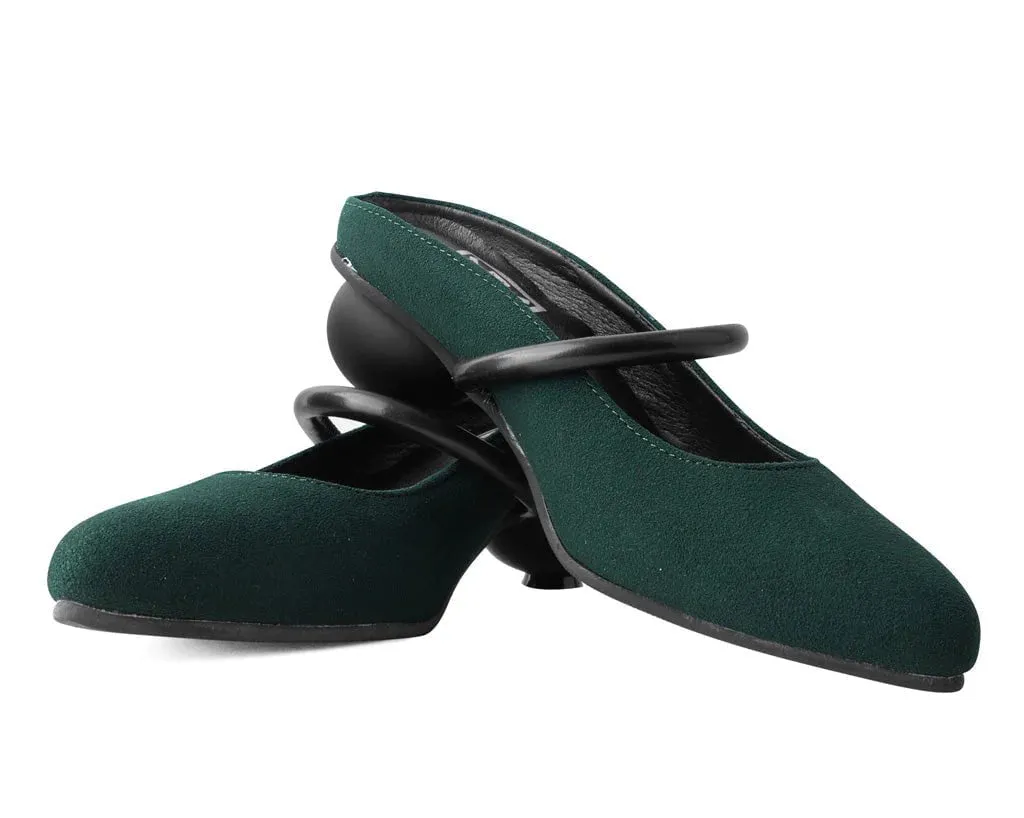 Cedar Green Faux Suede Ball Heel