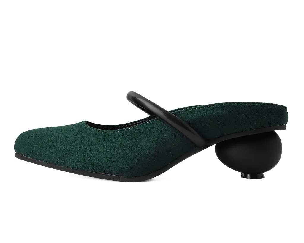 Cedar Green Faux Suede Ball Heel