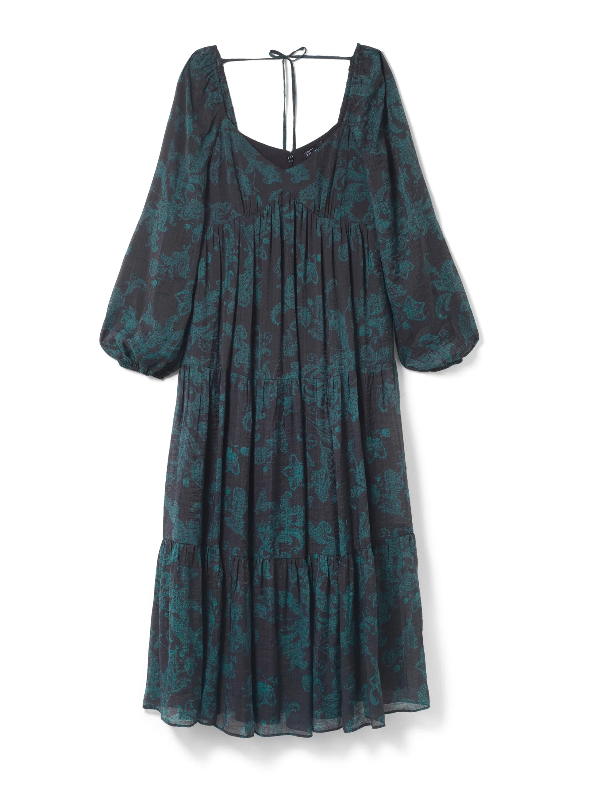 Char floral midi dress in emerald green