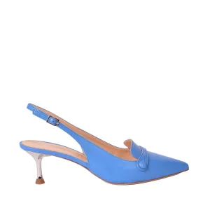 Chiffon Sling Back Shoes In Light Blue