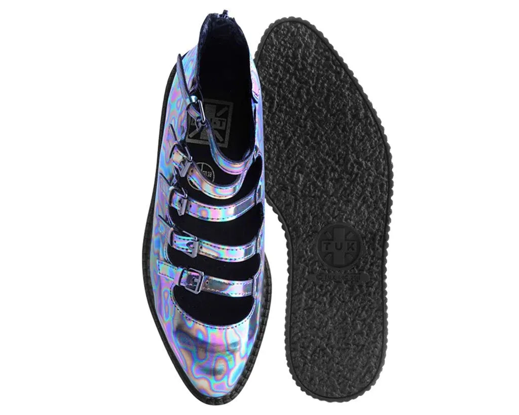 Chrome Oil Slick 5-Strap Pointed Mary Jane Creeper