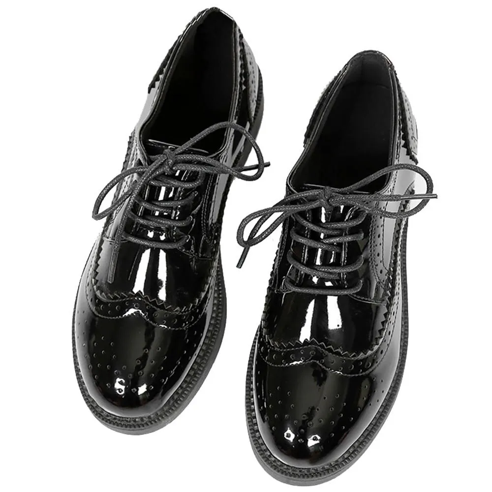 Classic Style Shiny Black Oxford Flat Shoes