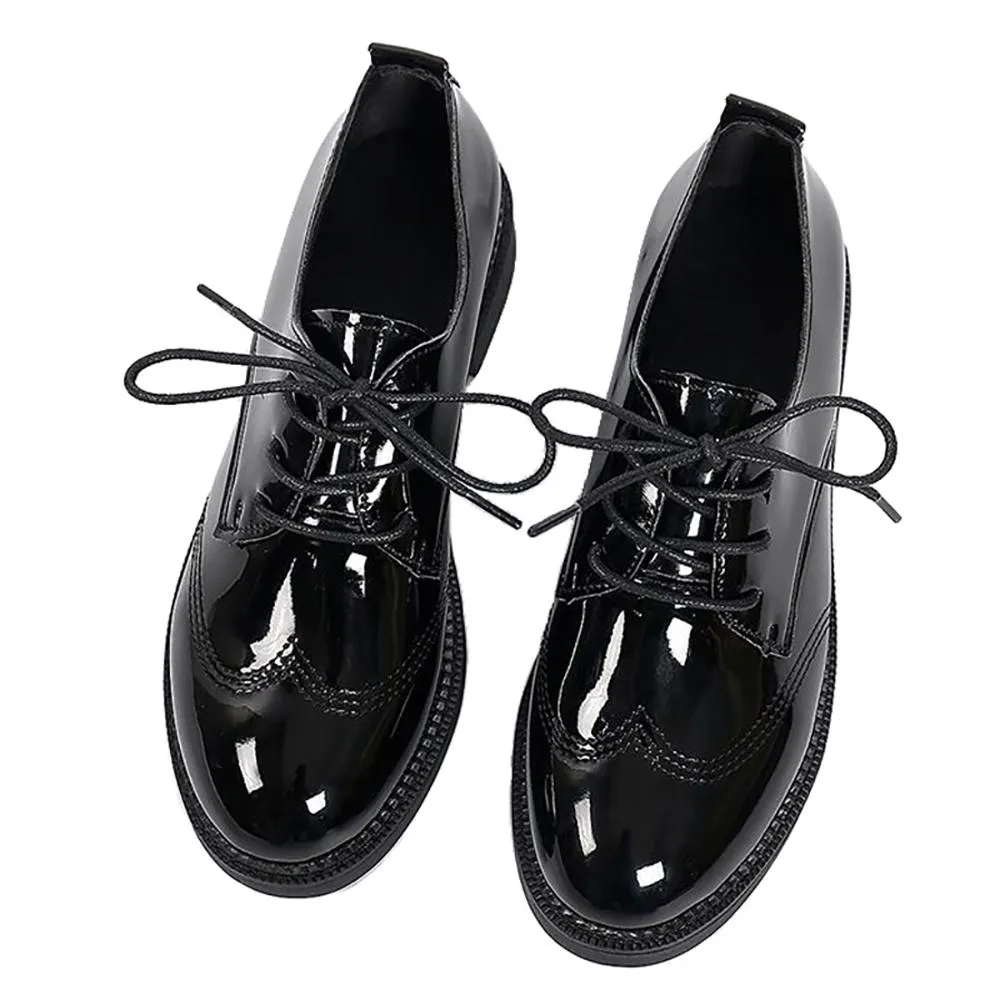 Classic Style Shiny Black Oxford Flat Shoes