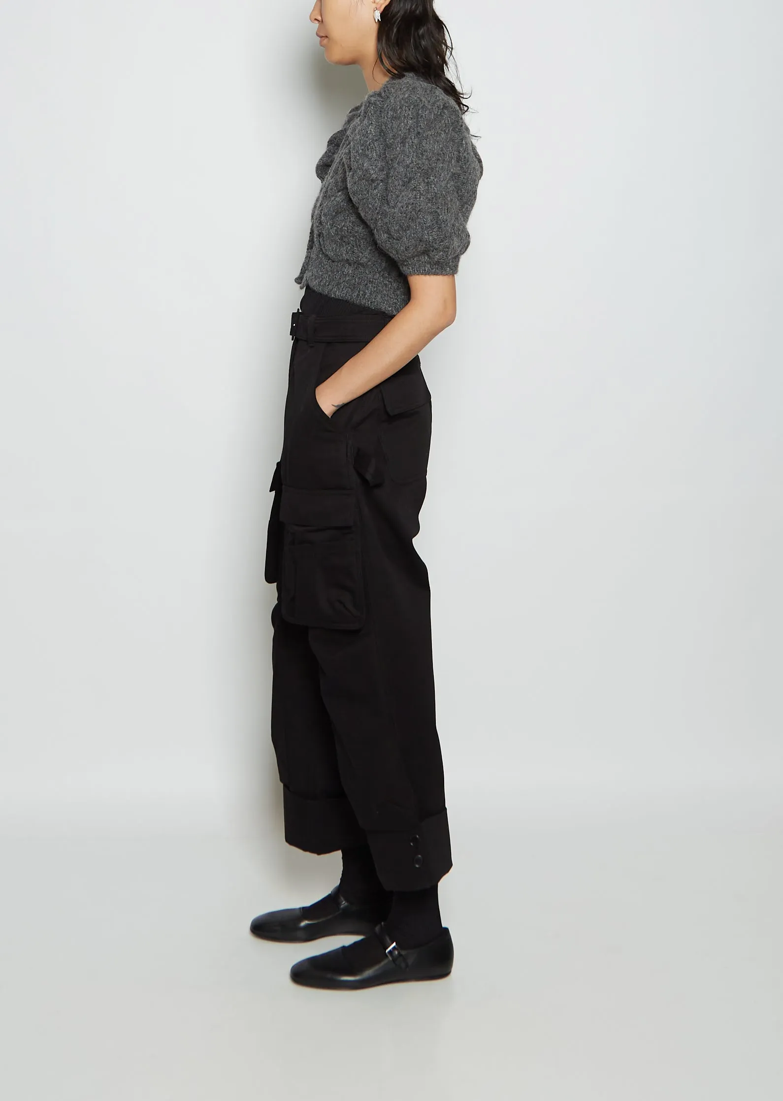 Cotton Cargo Trousers — Black