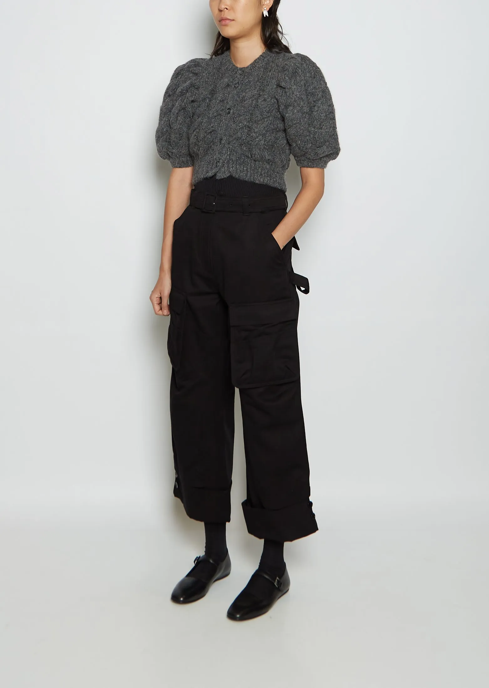 Cotton Cargo Trousers — Black