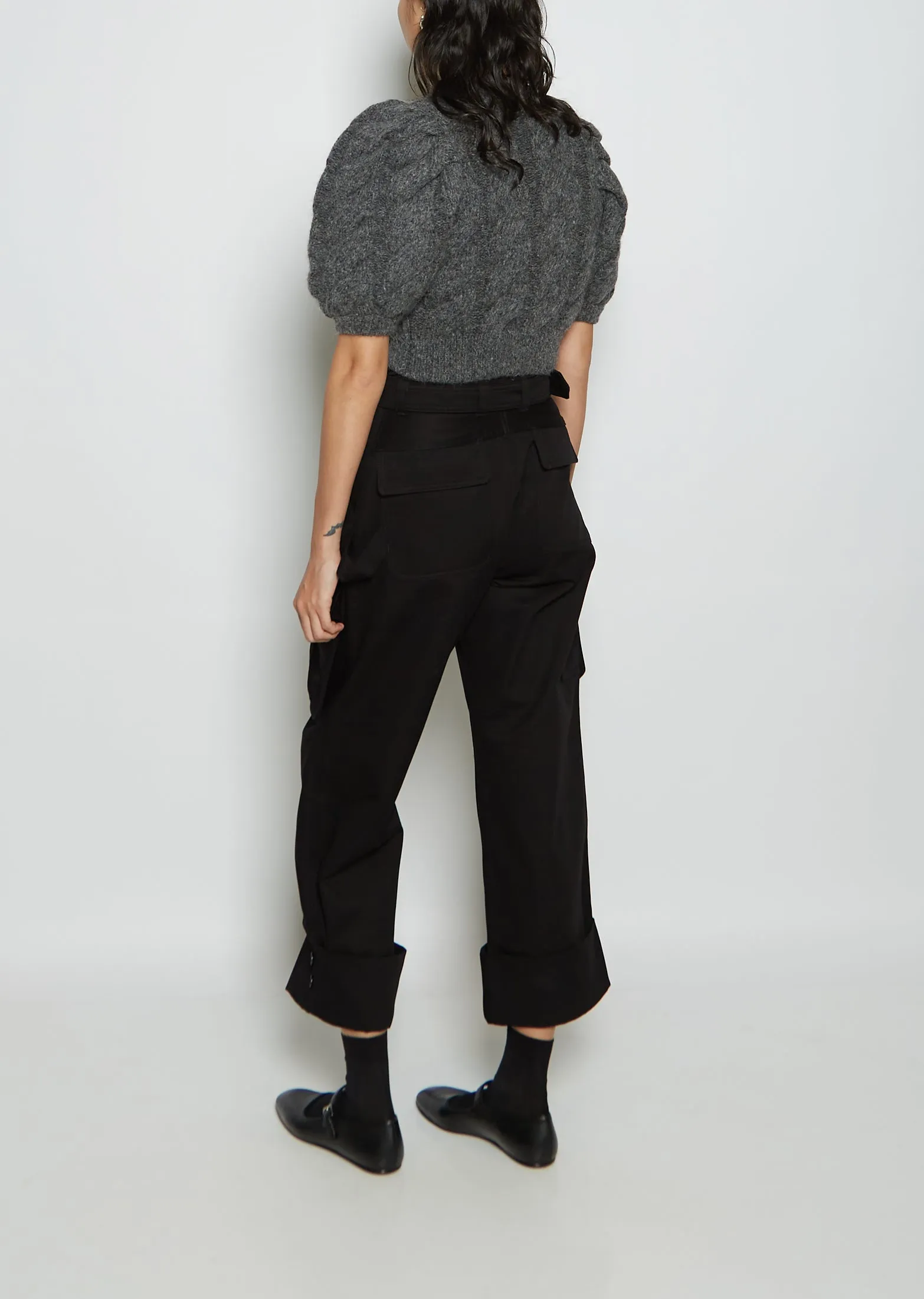 Cotton Cargo Trousers — Black