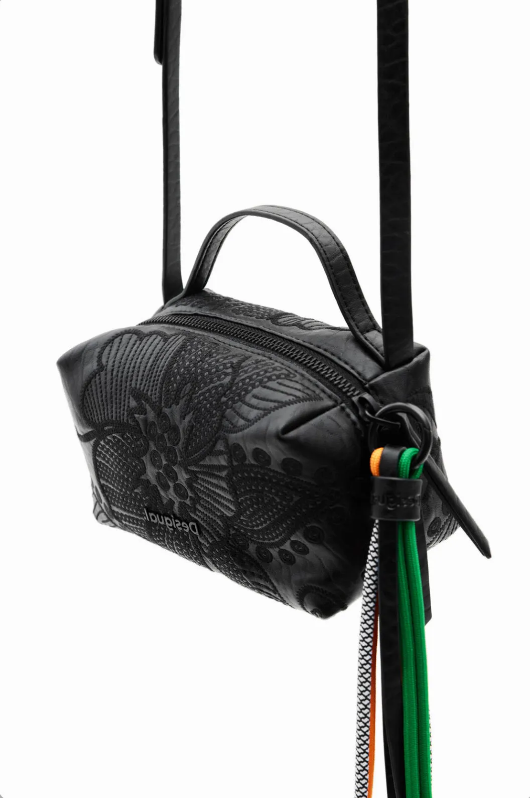 Crossbody with leather effect with Floral Embroidery