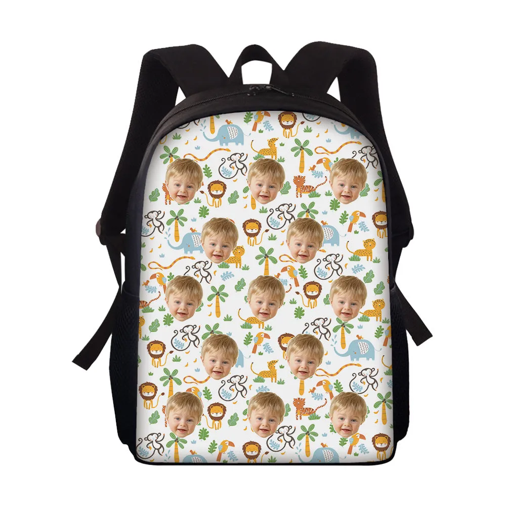 Custom Face Backpack Personalised Animal School Bag for Kids