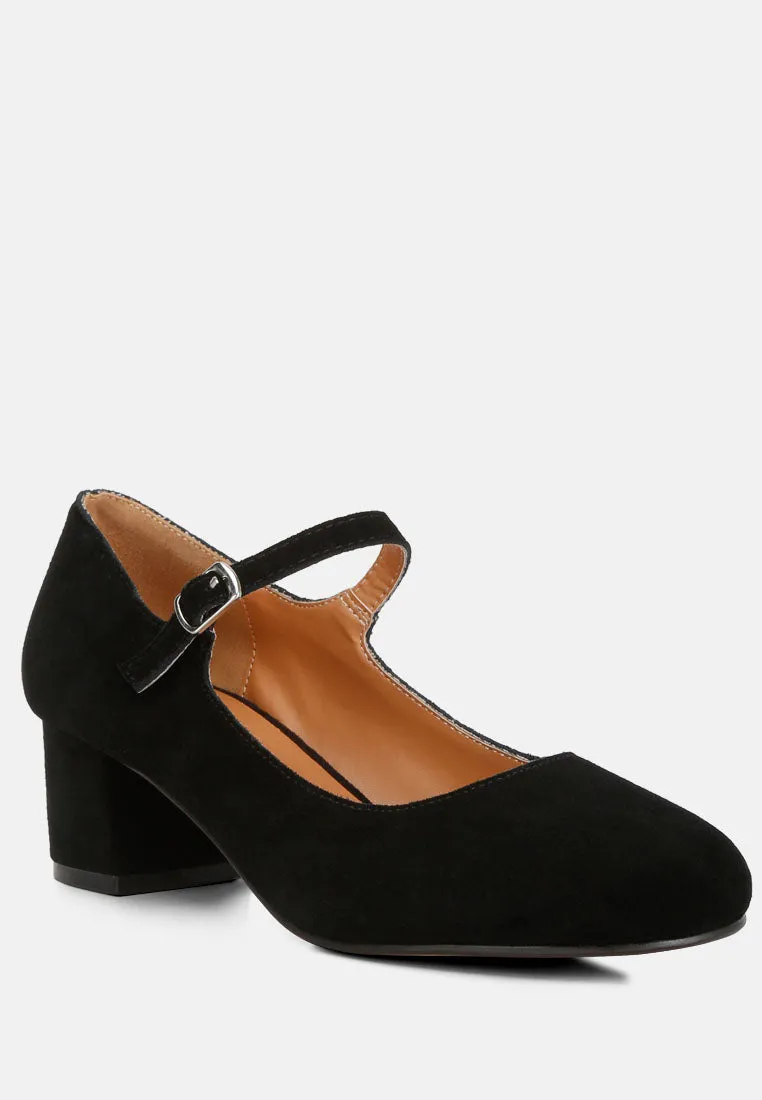 Dallin Suede Block Heel Mary Janes