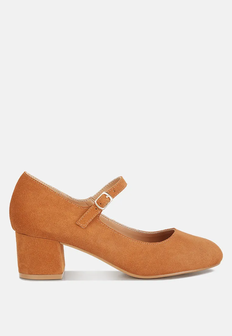 Dallin Suede Block Heel Mary Janes