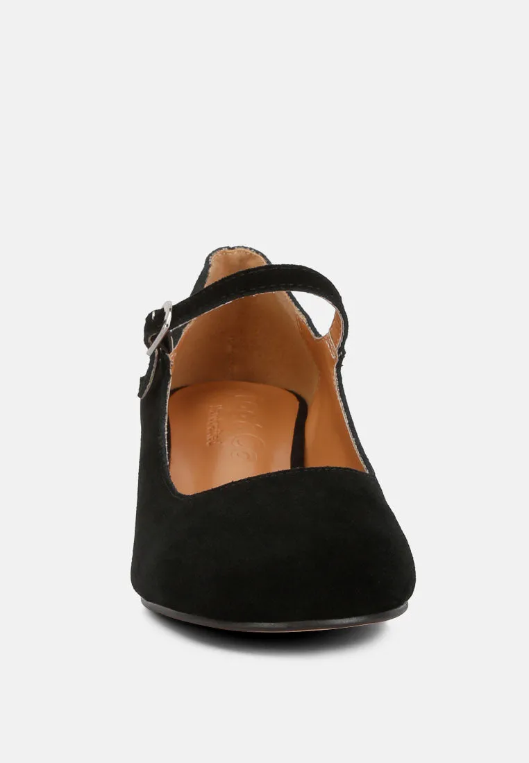 Dallin Suede Block Heel Mary Janes