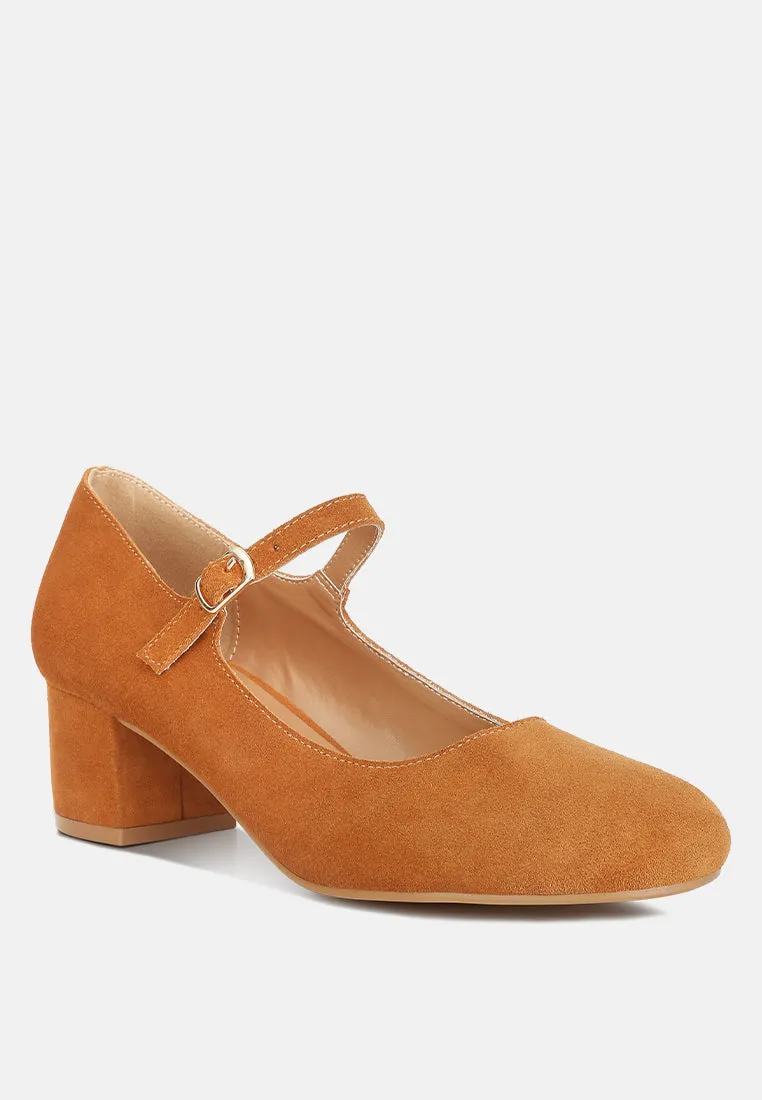 Dallin Suede Block Heel Mary Janes