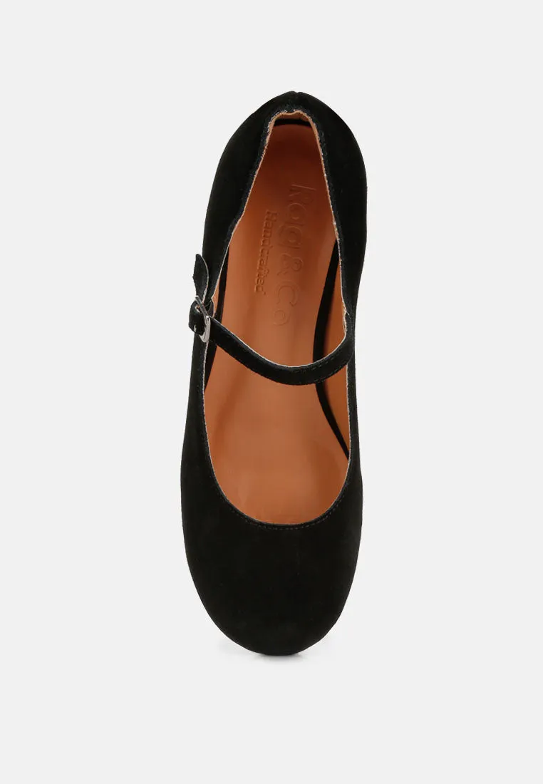 Dallin Suede Block Heel Mary Janes