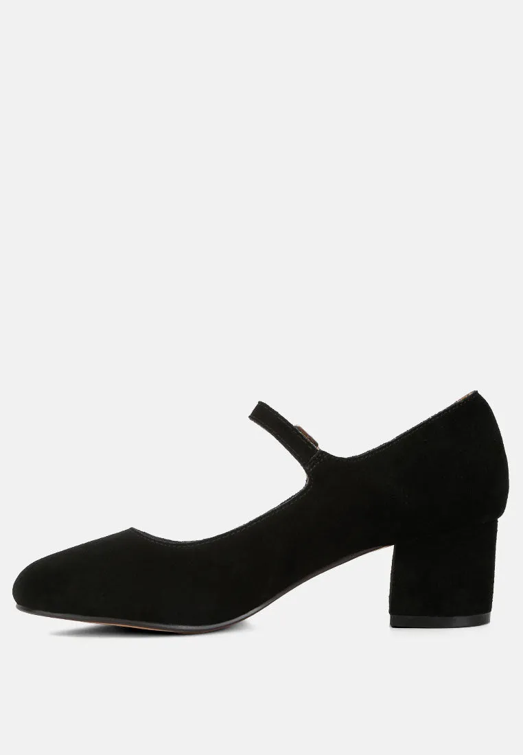 Dallin Suede Block Heel Mary Janes