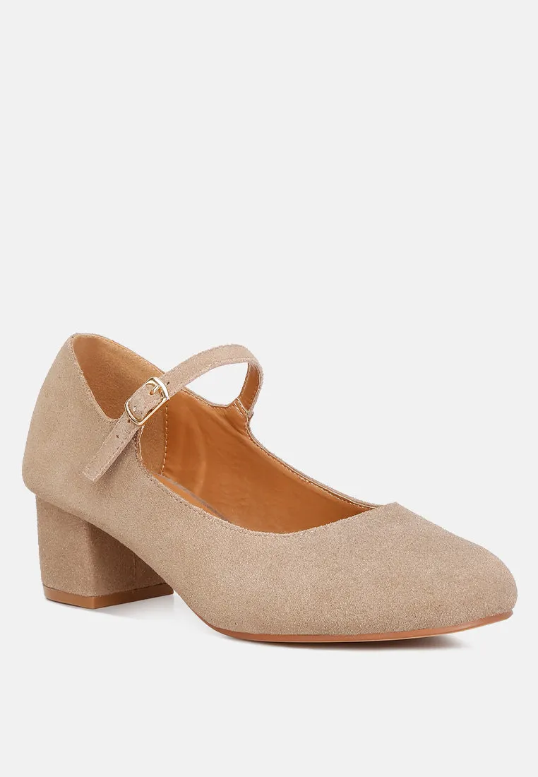 Dallin Suede Block Heel Mary Janes