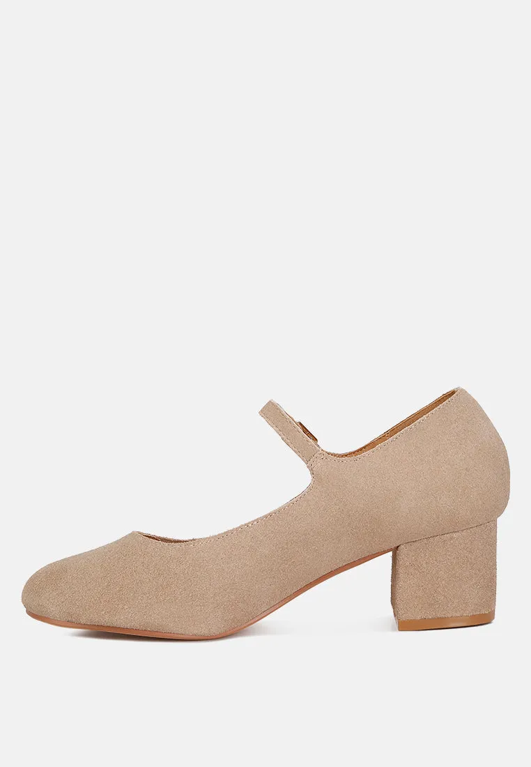 Dallin Suede Block Heel Mary Janes