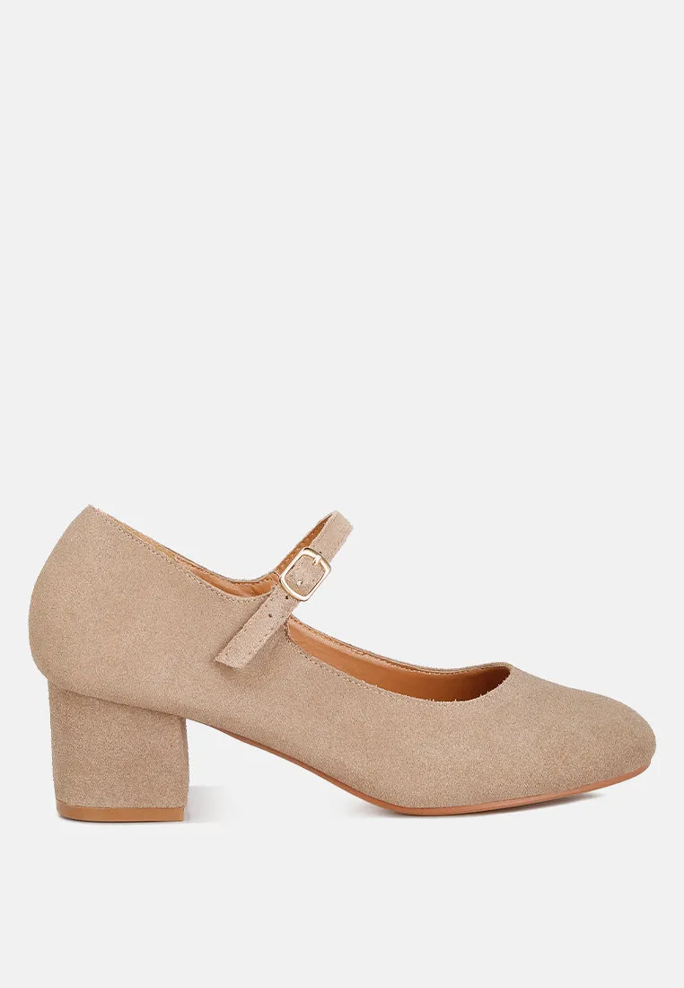 Dallin Suede Block Heel Mary Janes