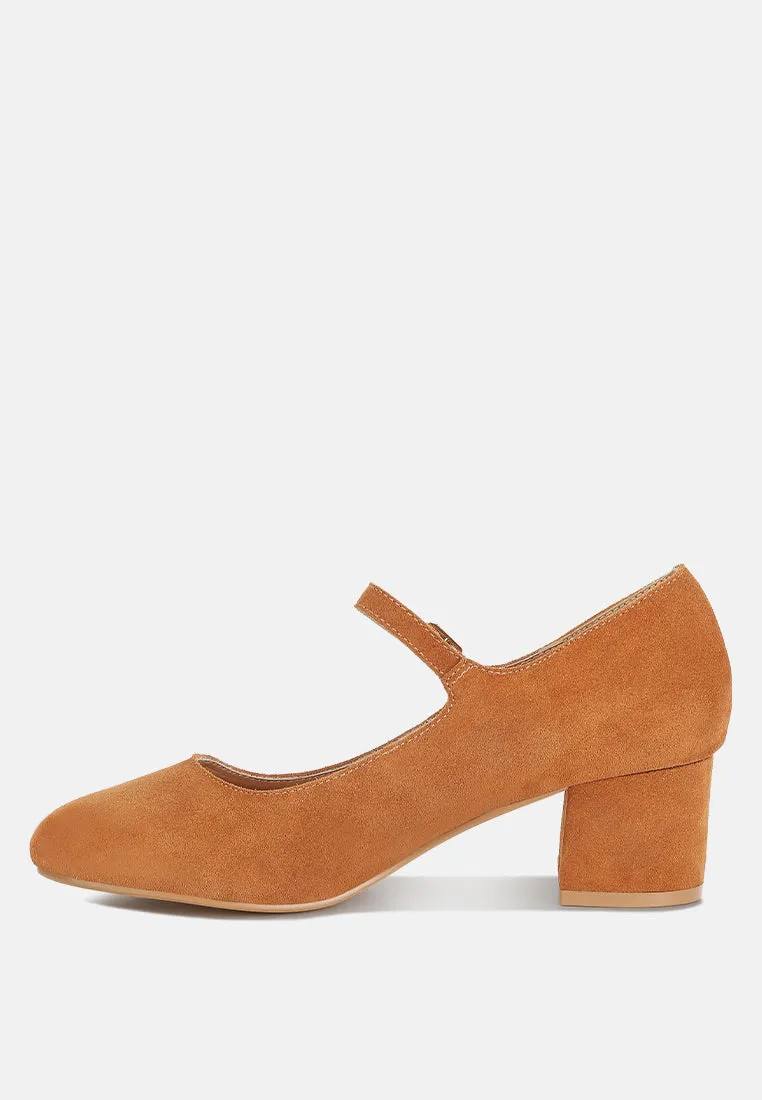 Dallin Suede Block Heel Mary Janes