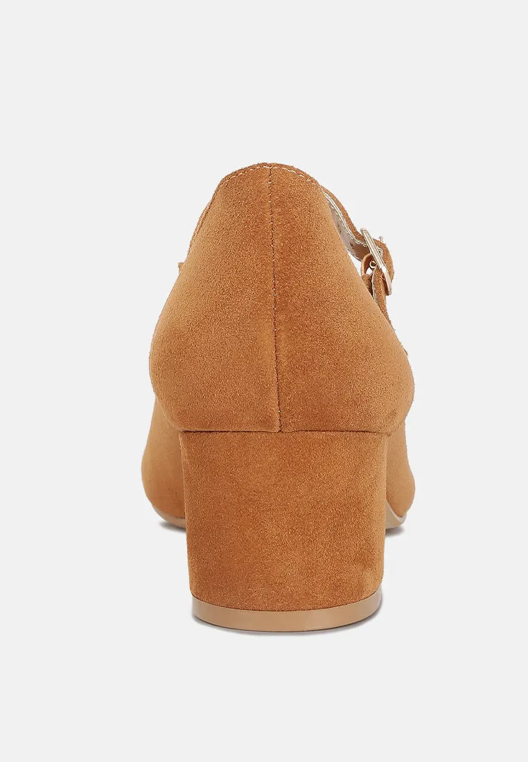 Dallin Suede Block Heel Mary Janes