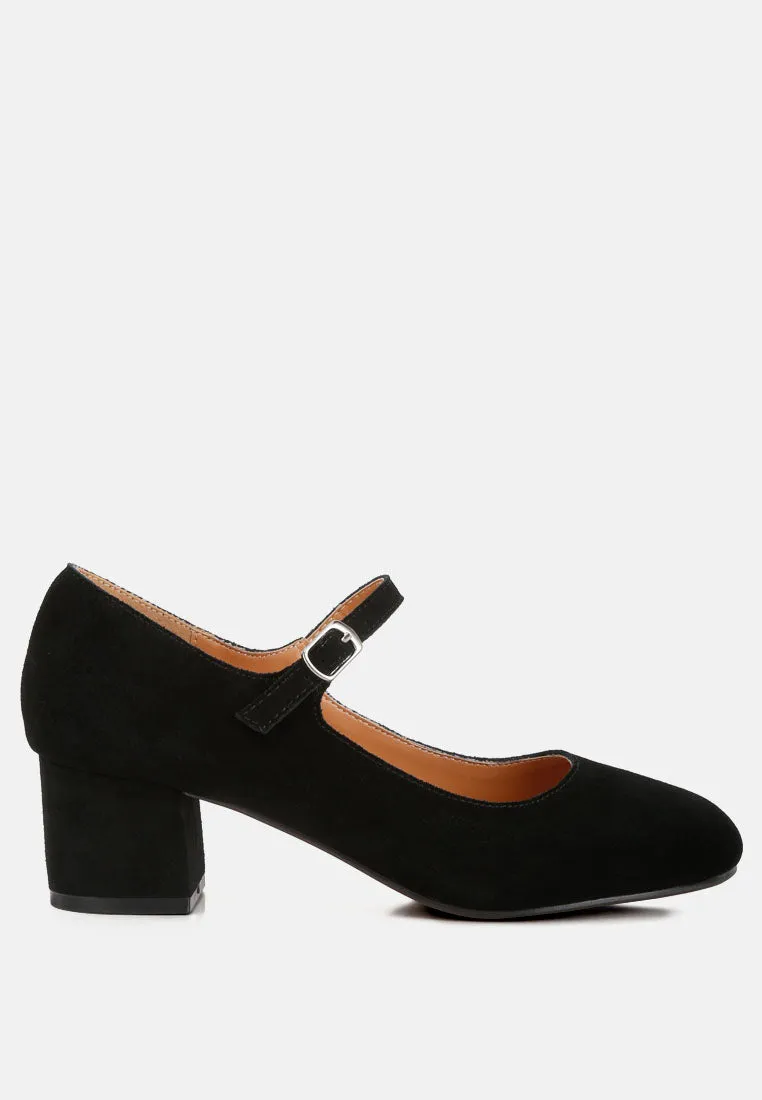 Dallin Suede Block Heel Mary Janes