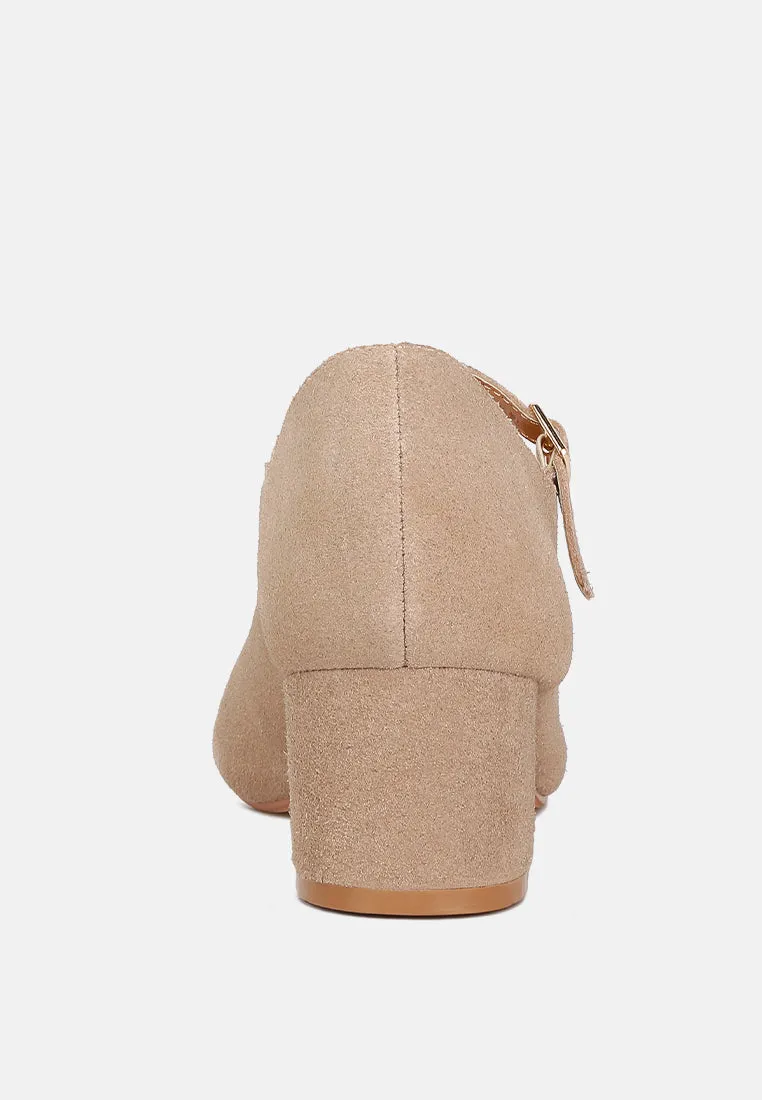 Dallin Suede Block Heel Mary Janes