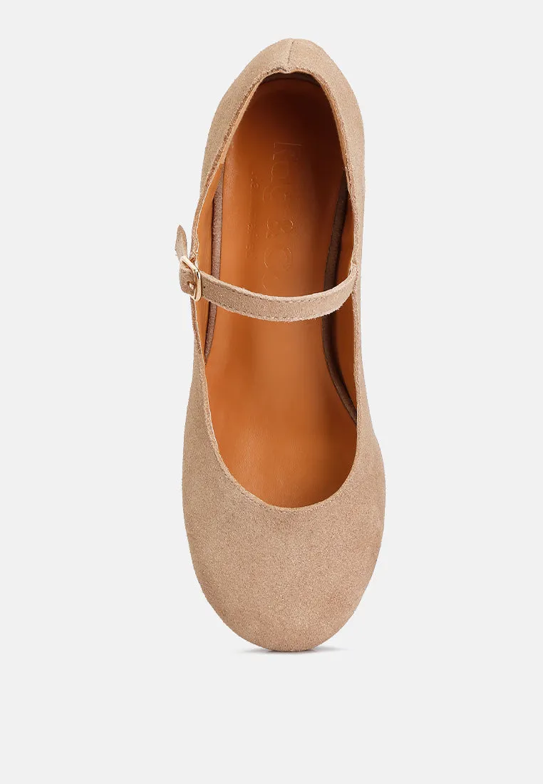 Dallin Suede Block Heel Mary Janes