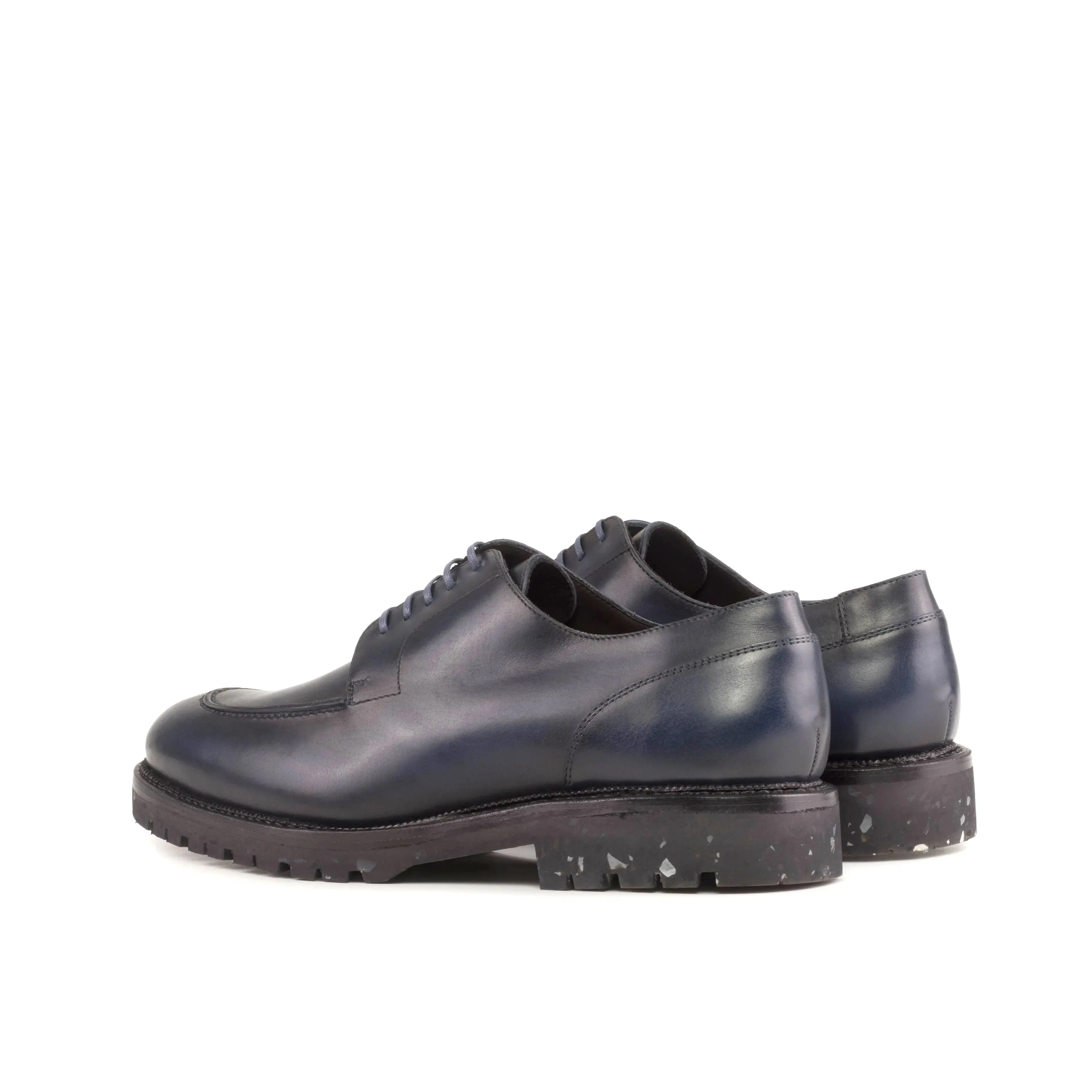 DapperFam Lorenzo in Navy Men's Italian Leather Derby Split Toe