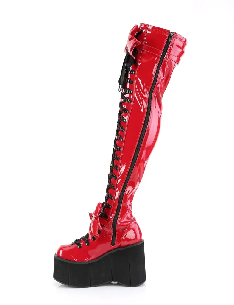 DEMONIA KERA 303 PLATFORM BOOTS - RED PATENT✰ PRE ORDER ✰