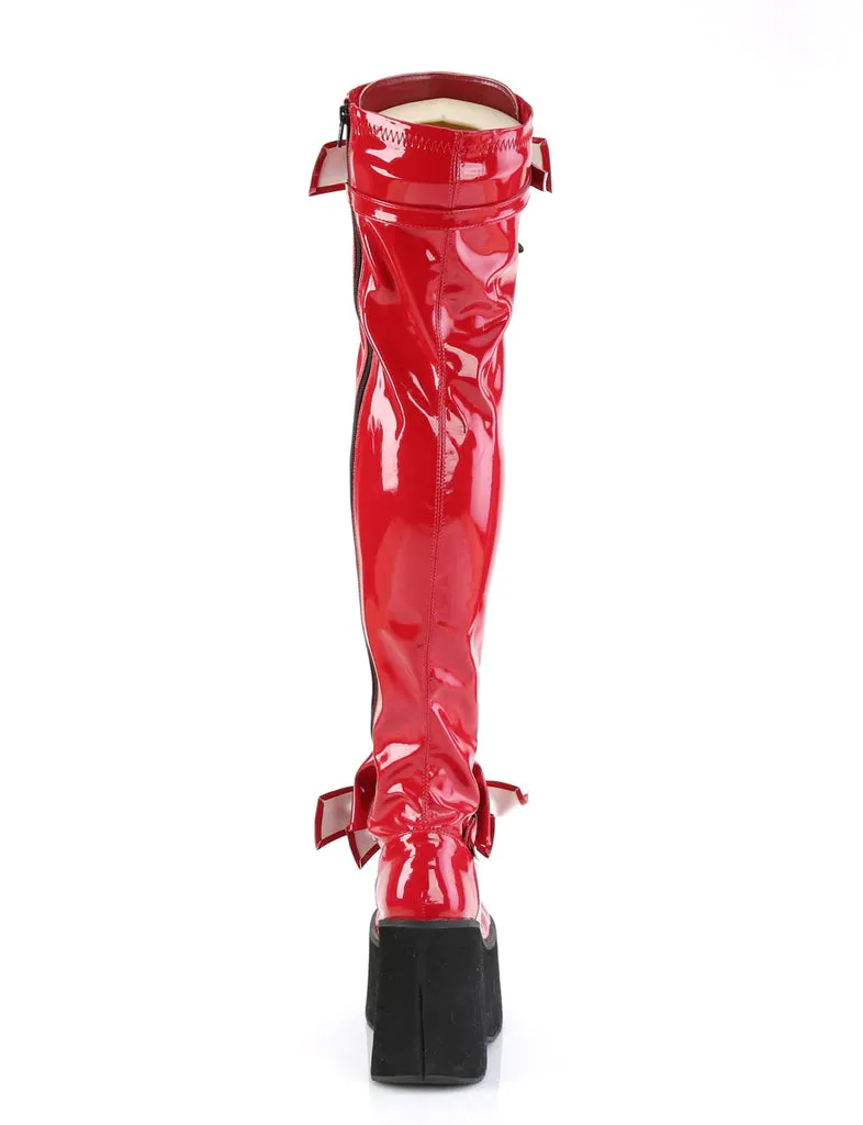 DEMONIA KERA 303 PLATFORM BOOTS - RED PATENT✰ PRE ORDER ✰