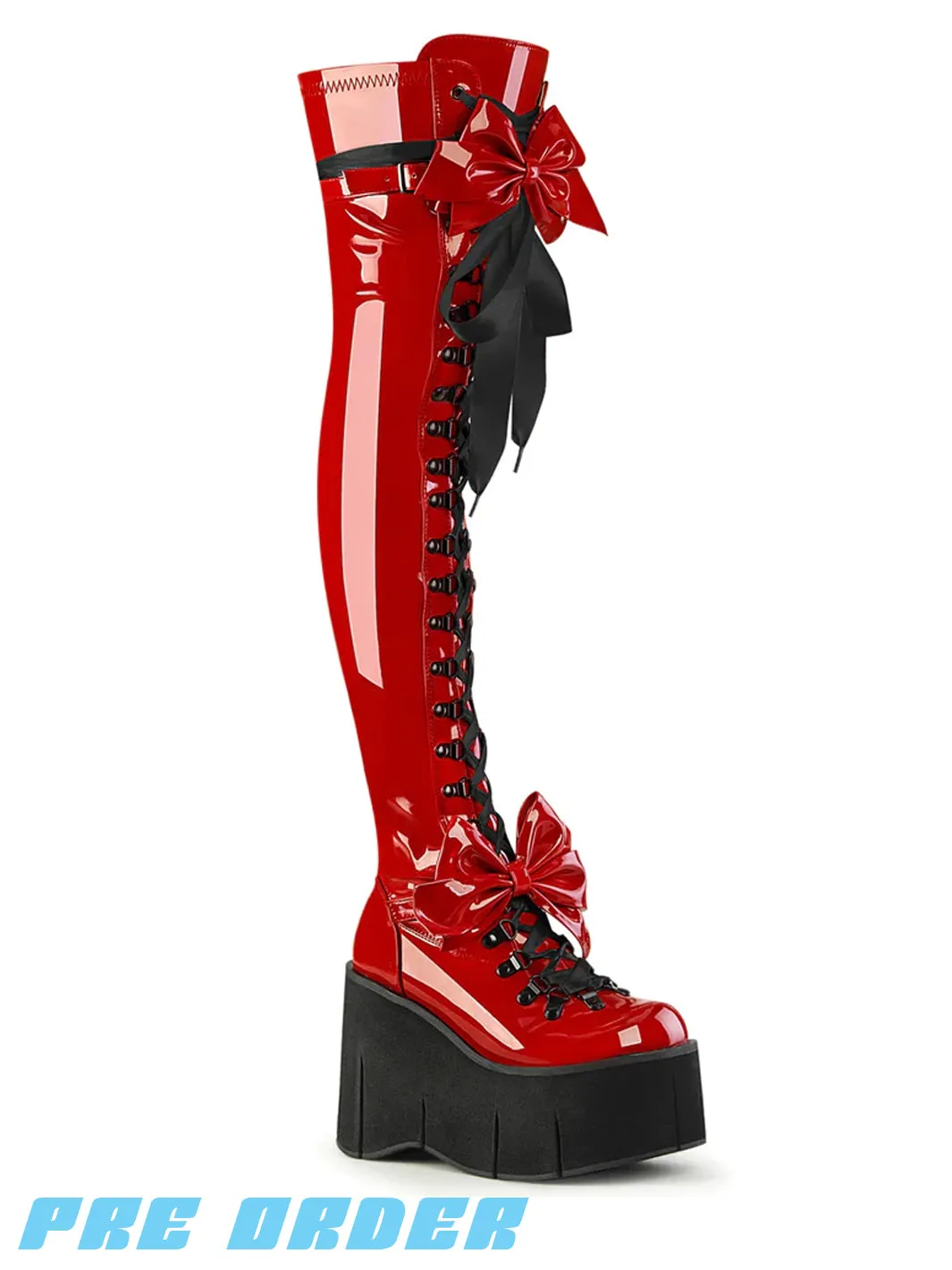 DEMONIA KERA 303 PLATFORM BOOTS - RED PATENT✰ PRE ORDER ✰