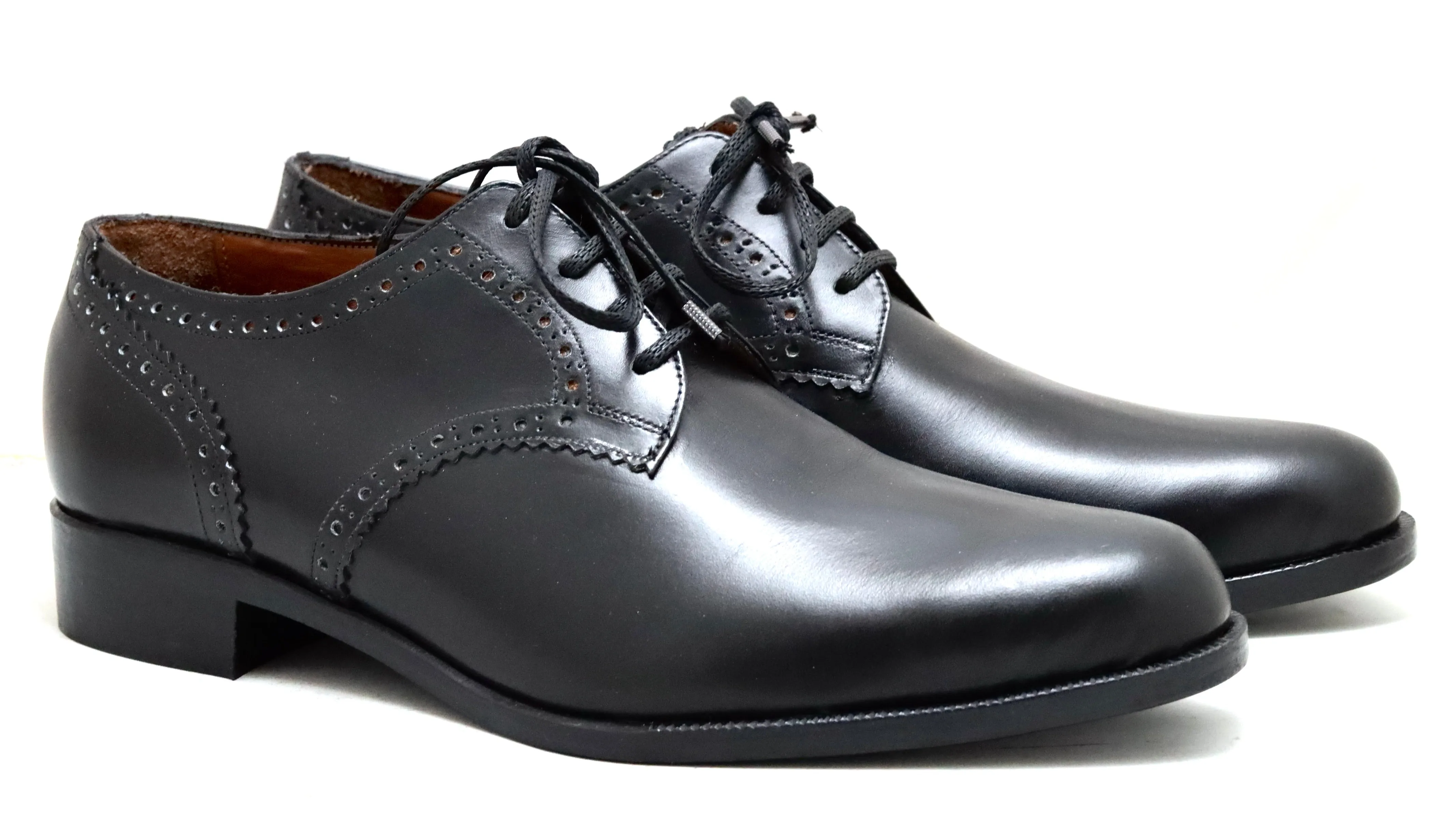 Derby shoe heel brogue | Black | Box calf