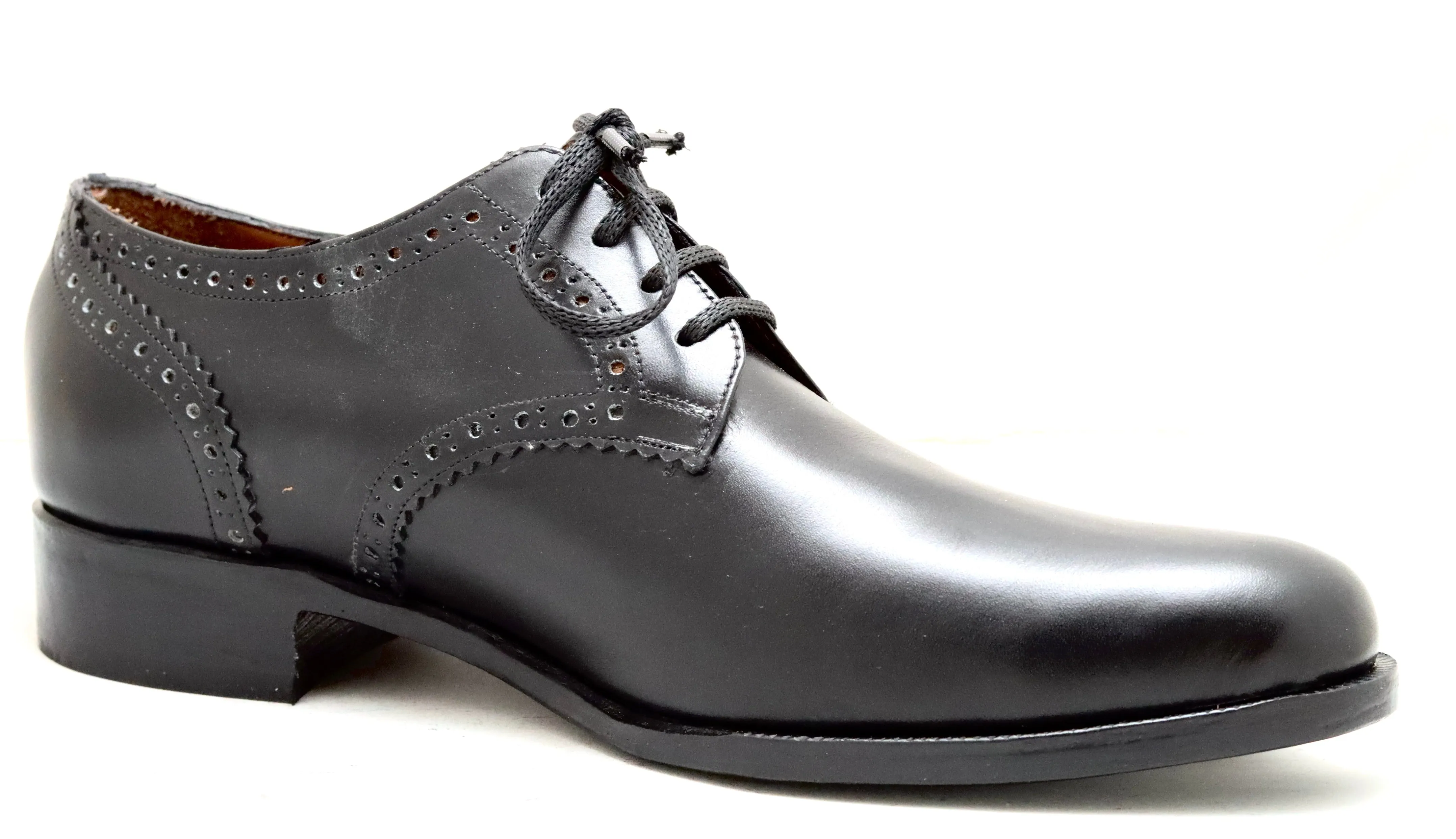 Derby shoe heel brogue | Black | Box calf