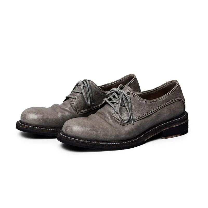 Derby Shoes For Women Goodyear Horse Leather Oxfords in Gray/Red/Apricot