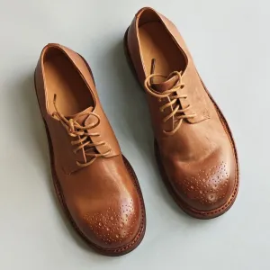 Designer Shoes Leather Lace Up Oxford Derby Shoes For Women Handmade in Brown/Black