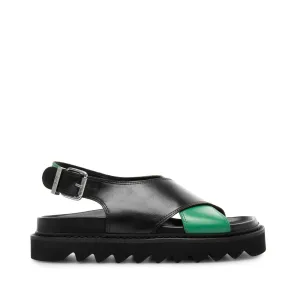 Diana Black Green Leather Chunky Sandals