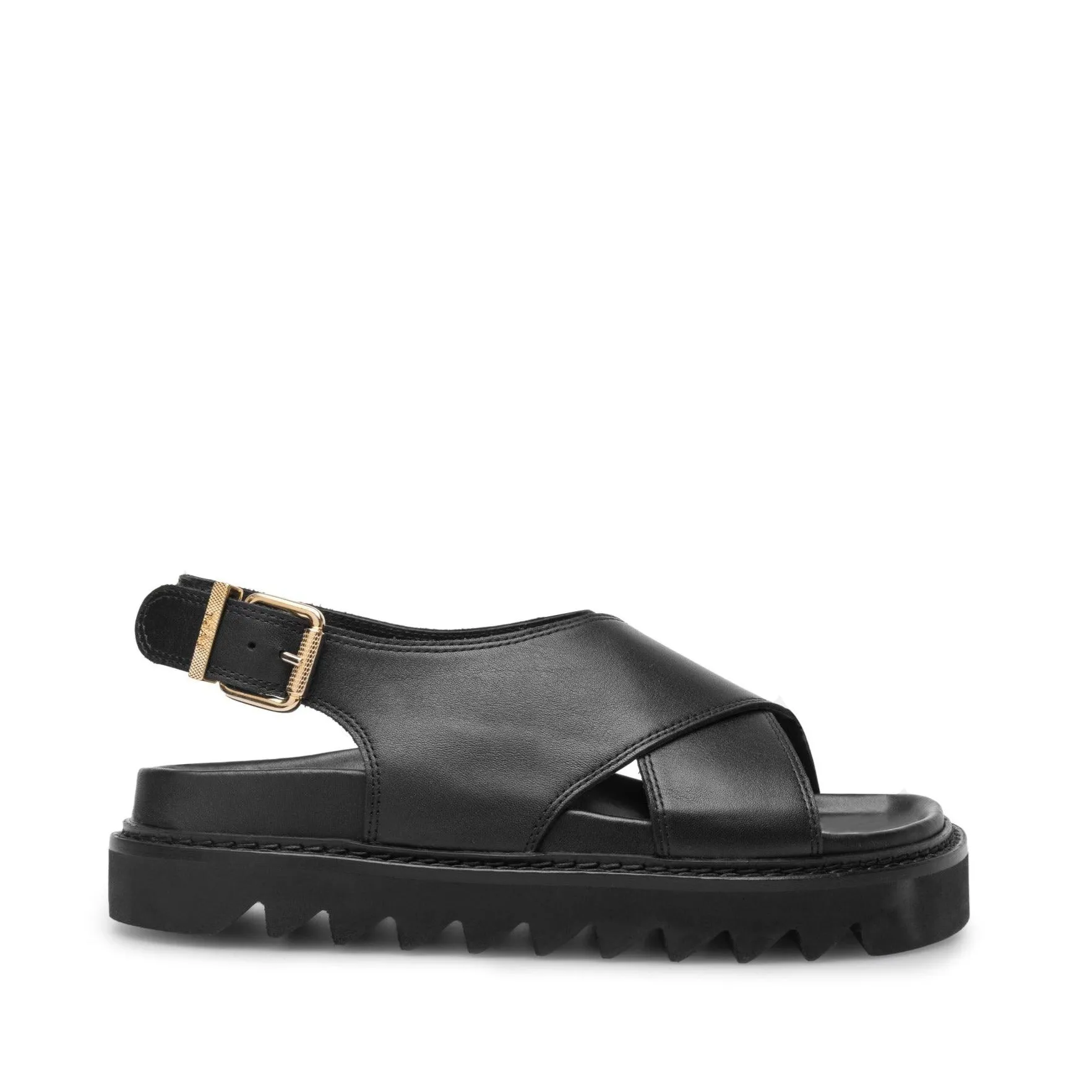 Diana Black Leather Chunky Sandals